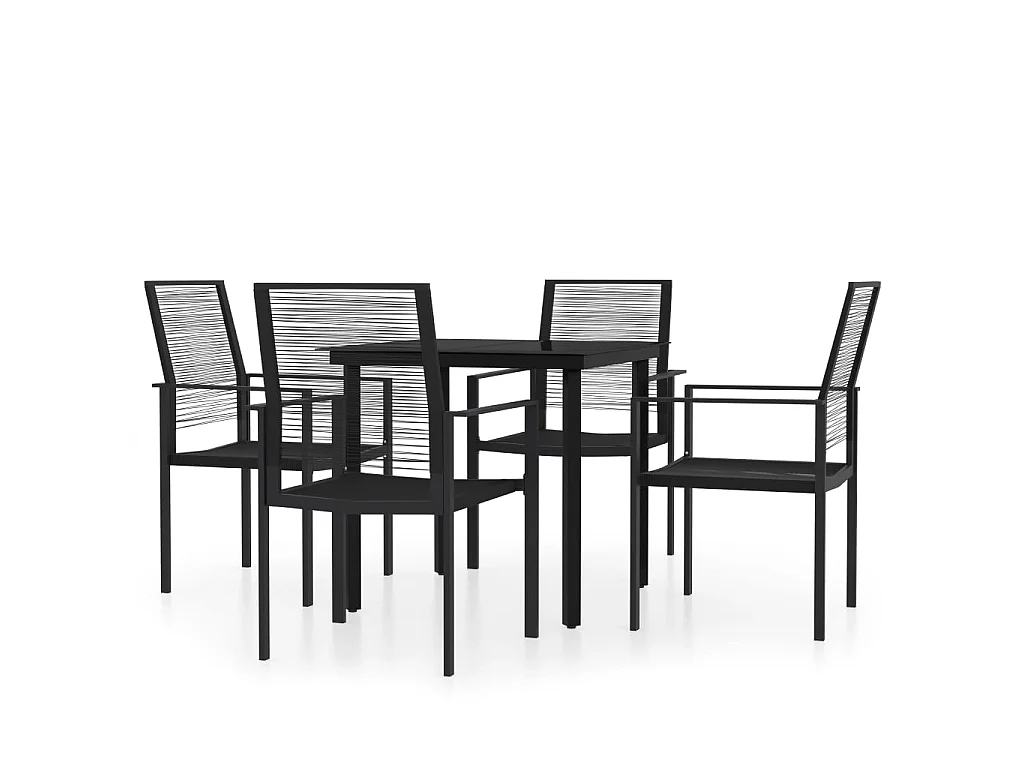 5 pcs conjunto de jantar para jardim preto PT971357