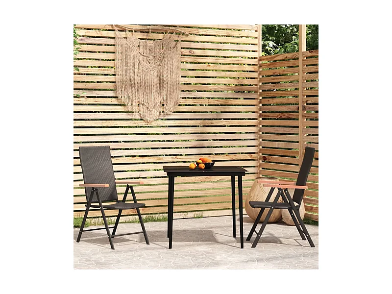 3-tlg. Garten-Essgruppe,Gartensitzgruppe Schwarz -gkd87577