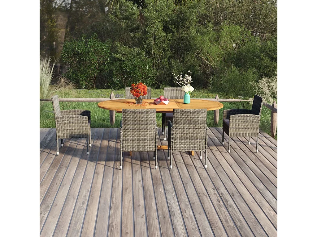 7-delige Tuinset poly rattan antracietkleurig NL765572