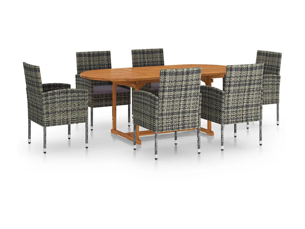 7-delige Tuinset poly rattan antracietkleurig NL765572