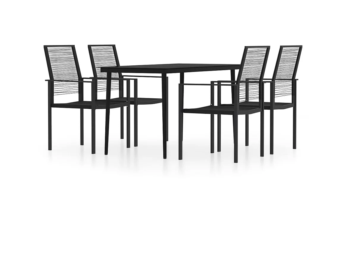 5 pcs Conjunto de jantar para jardim preto PT979309