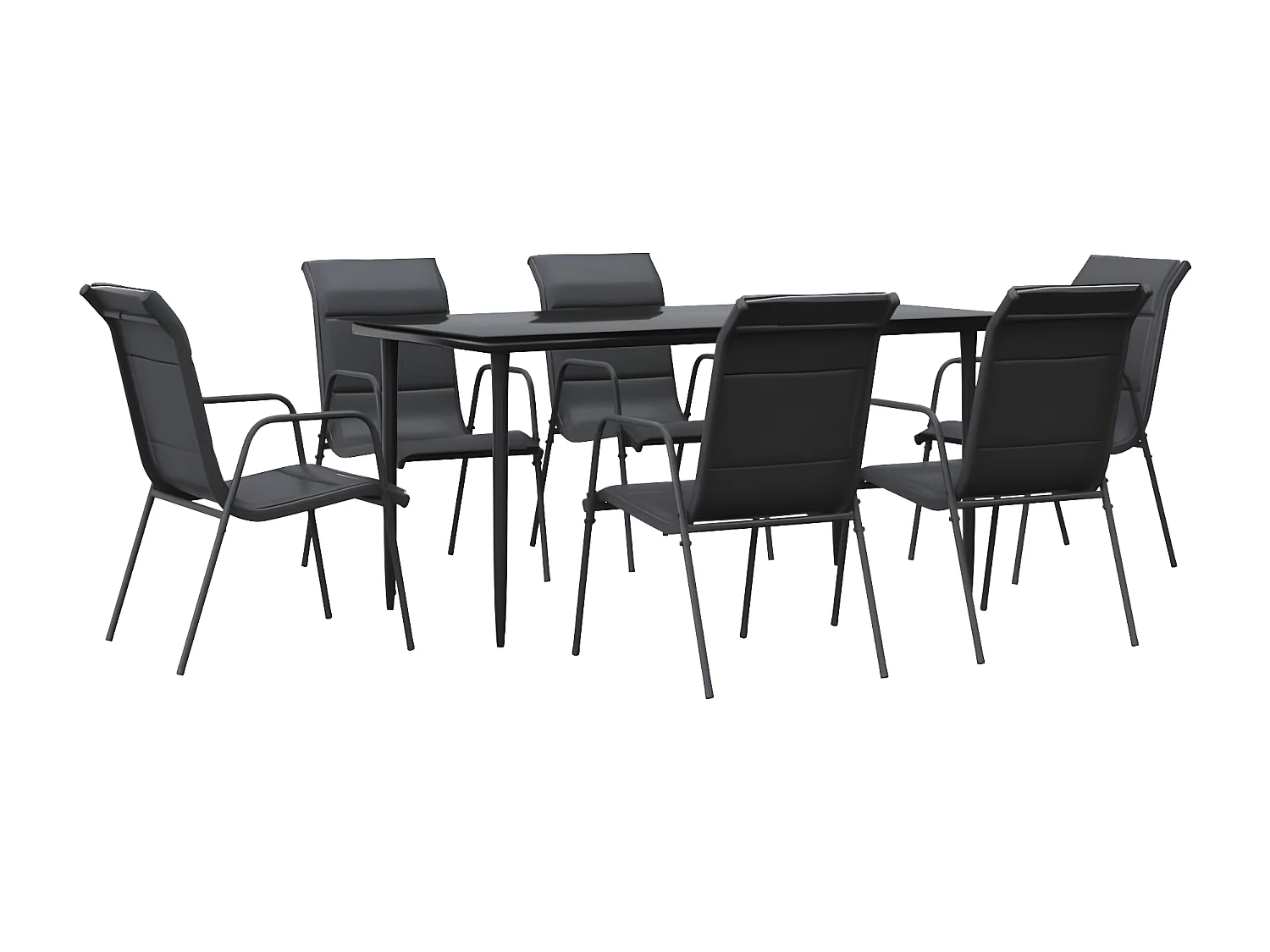 Ensemble à manger de jardin 7 pcs noir textilène et acier BE41967