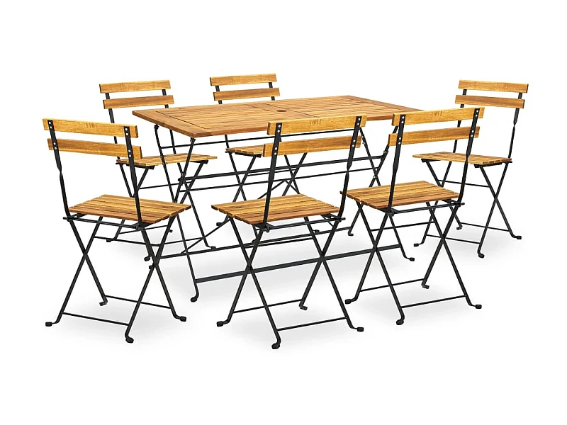 Salle à manger de jardin pliable 7 pcs Bois d'acacia solide BE38859