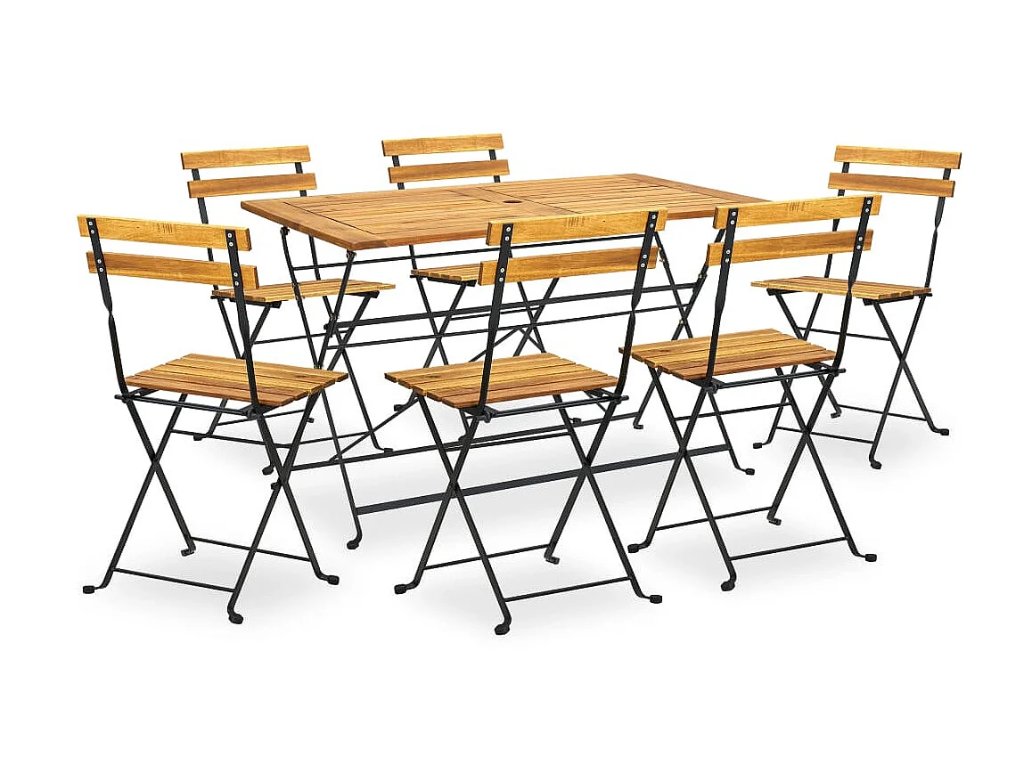 Salle à manger de jardin pliable 7 pcs Bois d'acacia solide BE38859