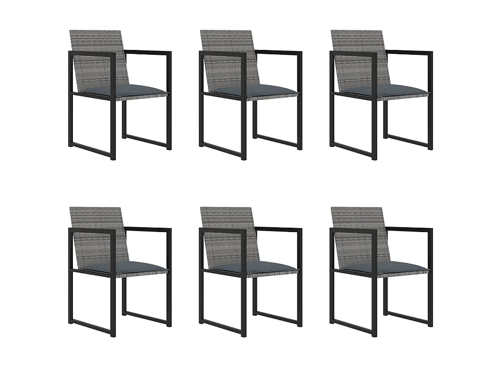 Salle à manger de jardin 7pcs et coussins Résine tressée Gris GFDF95007