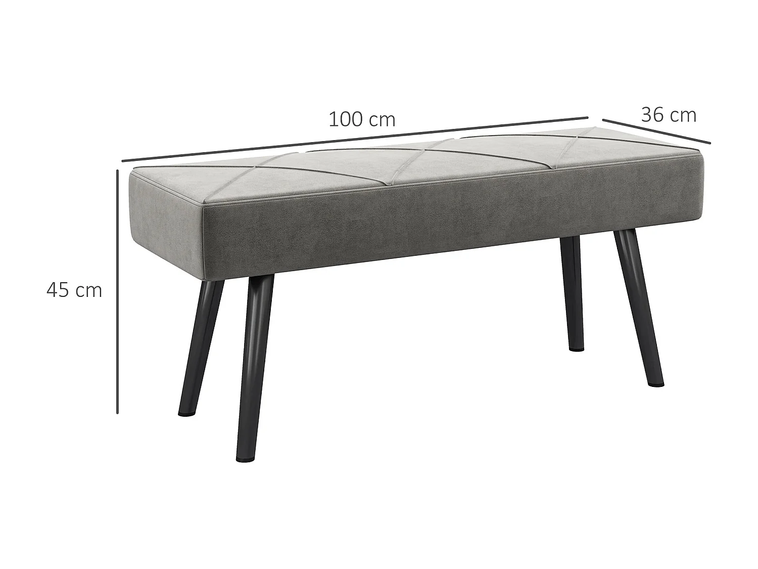 Banquette bout de lit design contemporain noir gris