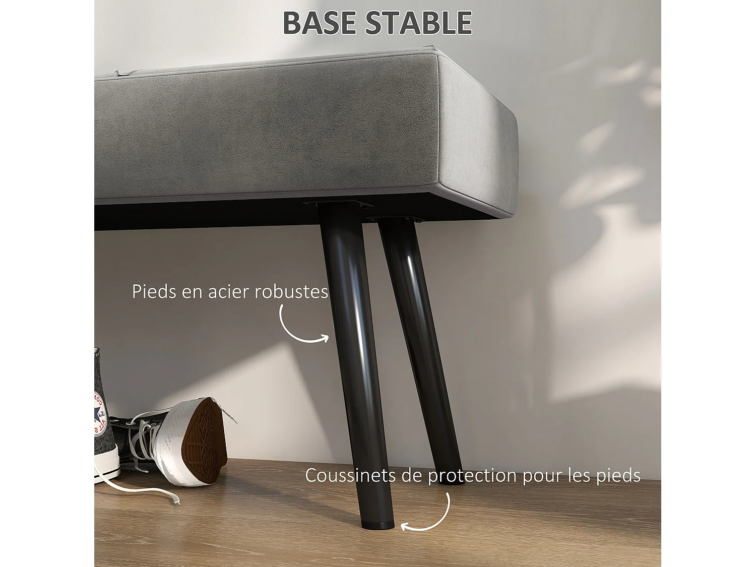 Banquette bout de lit design contemporain noir gris