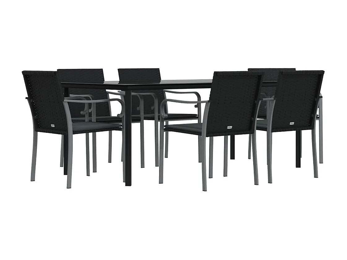 Ensemble à manger de jardin 7 pcs coussins résine tressée acier BE70395
