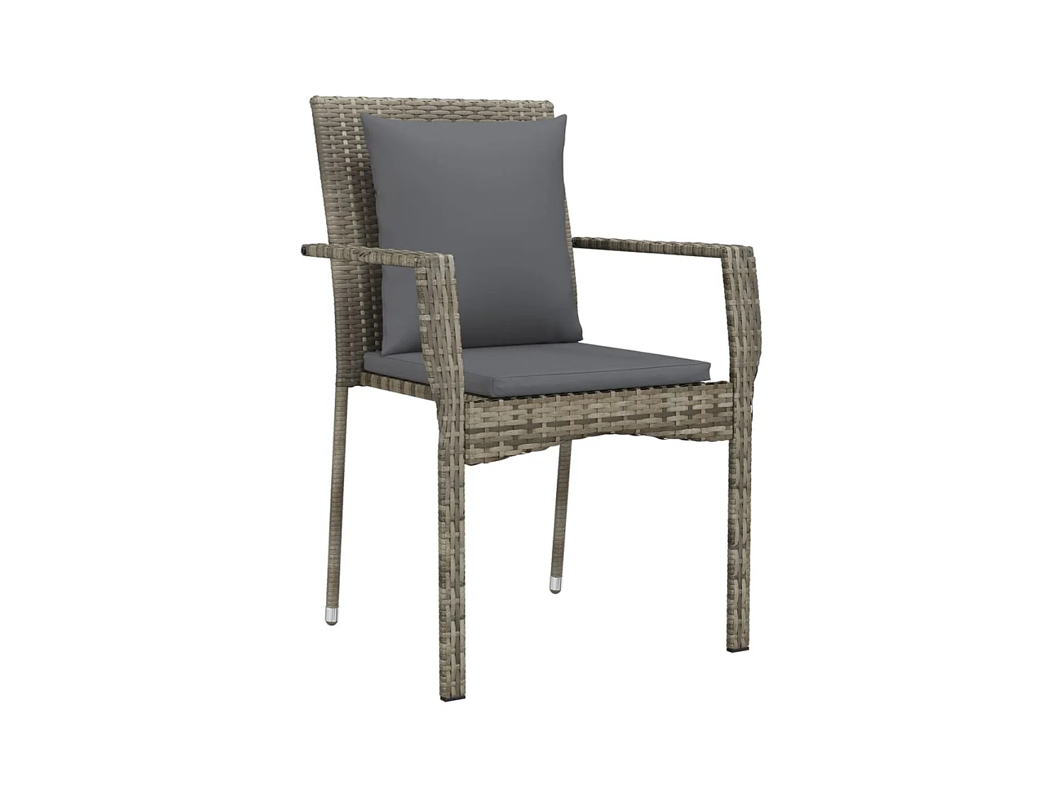 3-tlg. Garten-Essgruppe,Gartensitzgruppe mit Kissen Schwarz und Grau Poly Rattan -gkd60962