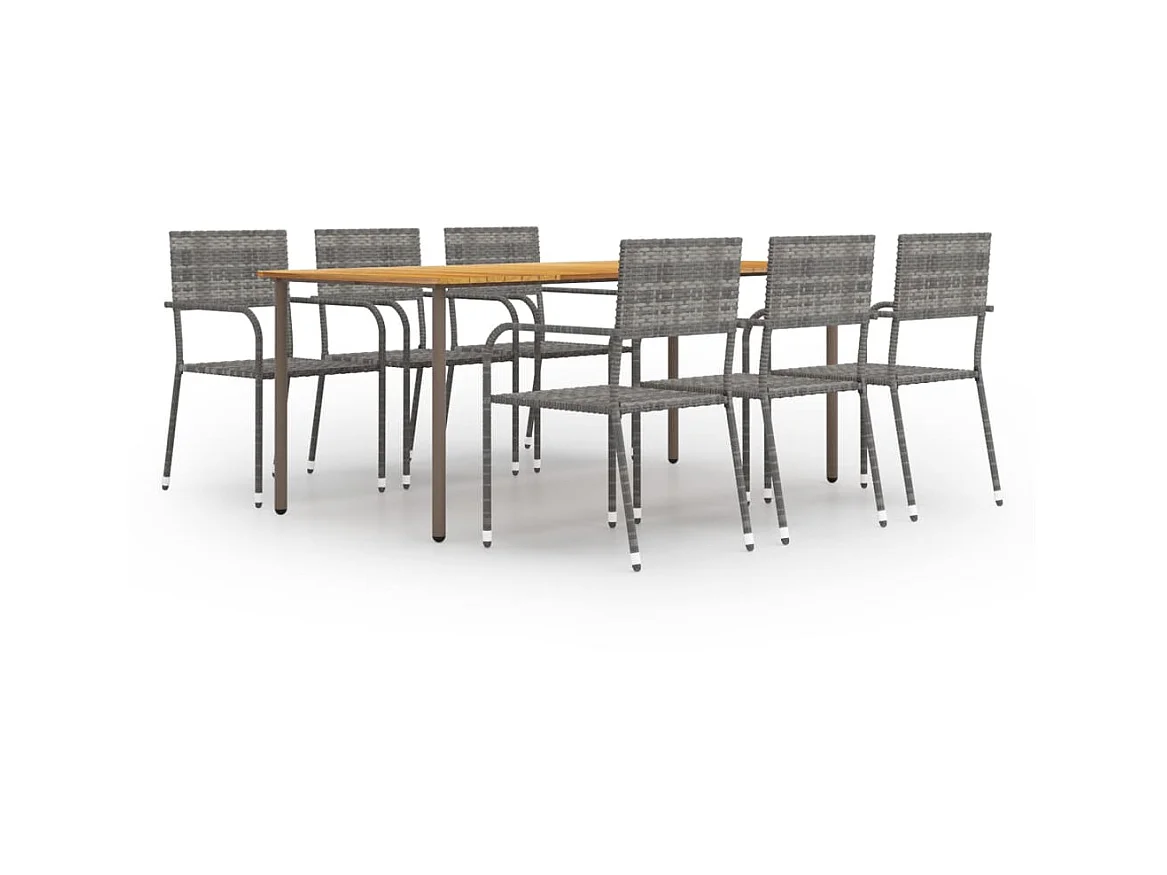 Ensemble à dîner de jardin 7 pcs Résine tressée Anthracite BE55145
