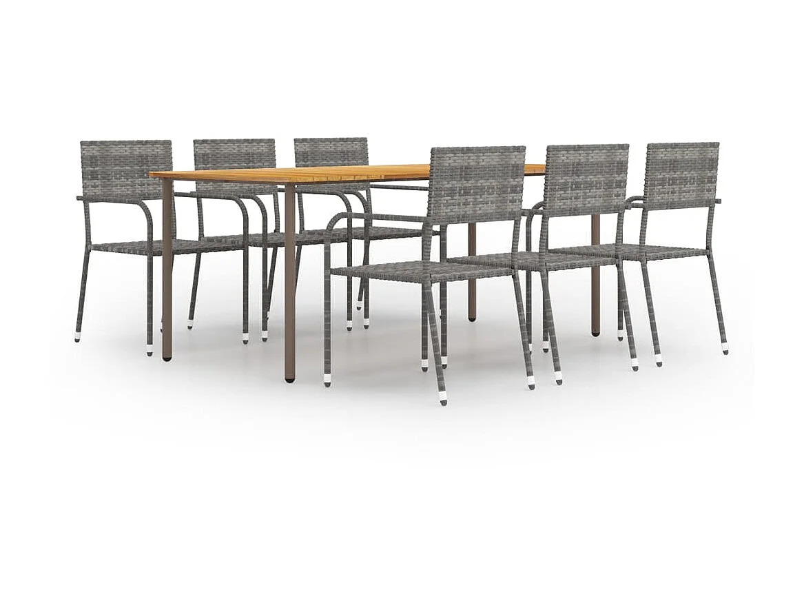 Ensemble à dîner de jardin 7 pcs Résine tressée Anthracite BE55145