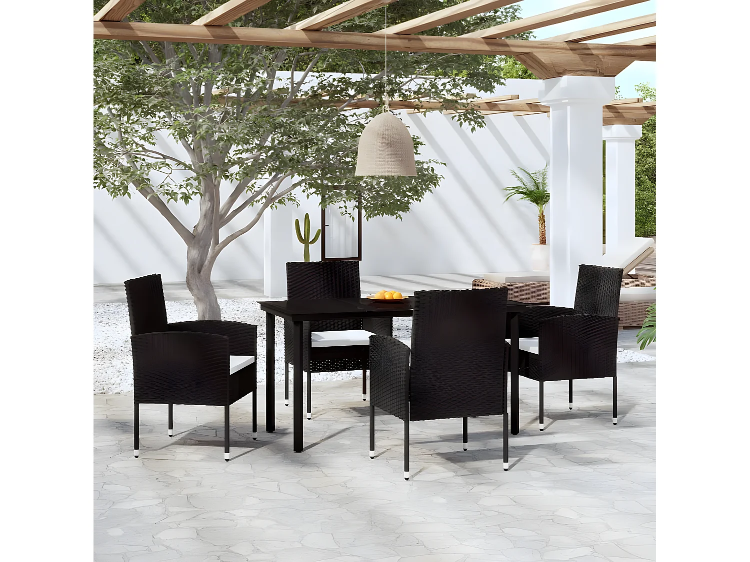 Ensemble à manger de jardin 5 pcs Noir BE92314