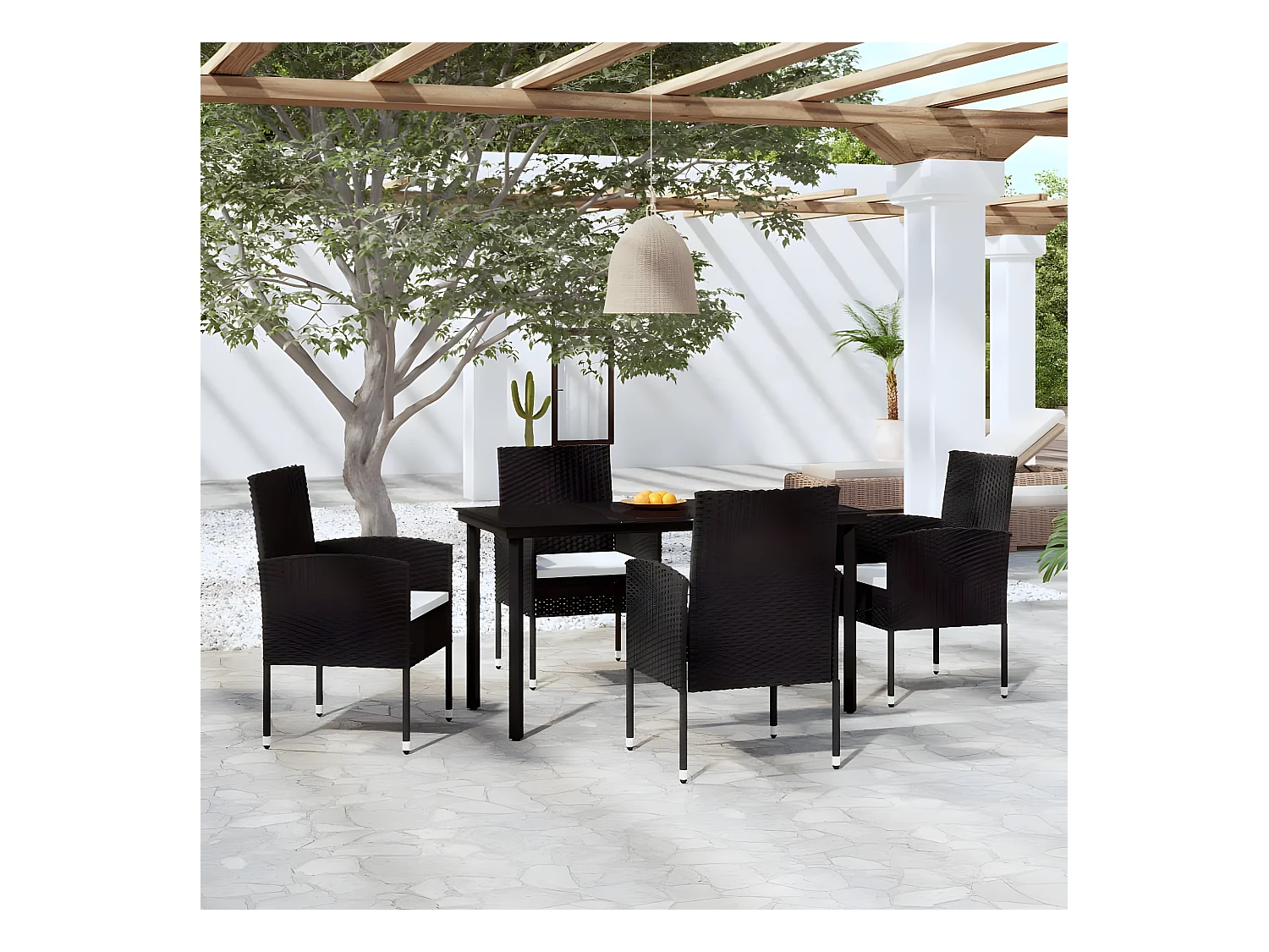 Ensemble à manger de jardin 5 pcs Noir BE92314