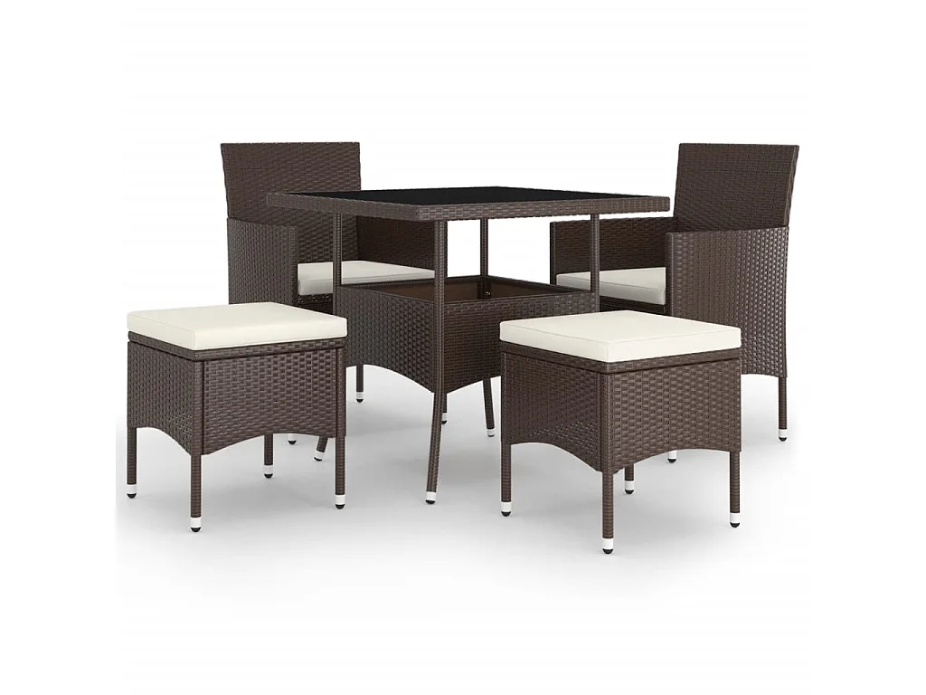 Salle à manger de jardin 5pcs Résine tressée Marron BE52445