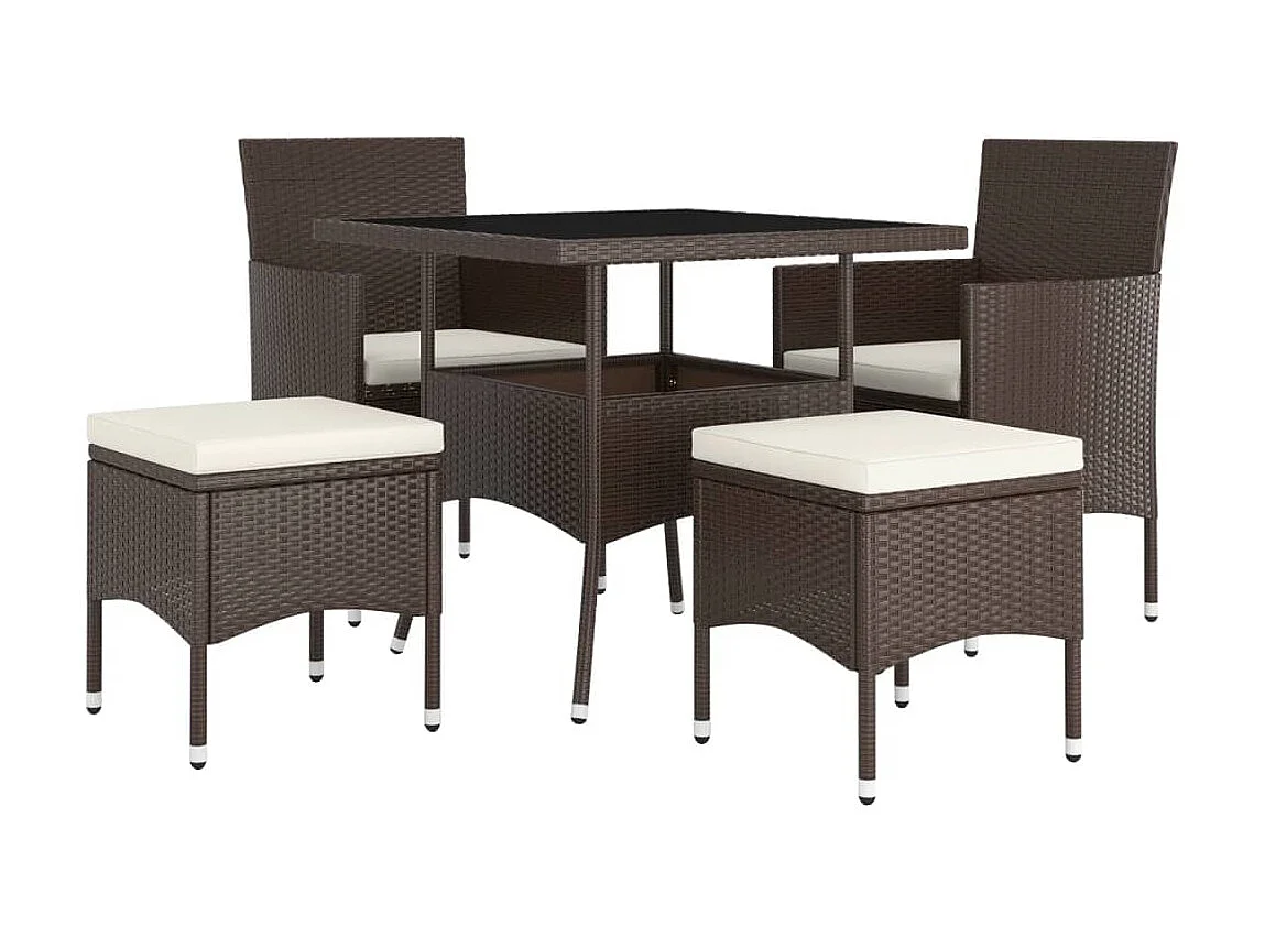 Salle à manger de jardin 5pcs Résine tressée Marron BE52445