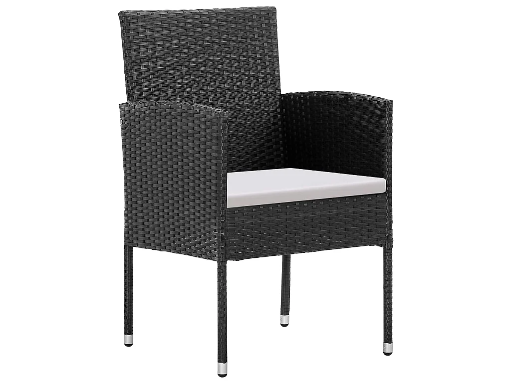 Ensemble à manger de jardin coussins 5pcs Noir Résine tressée BE89687