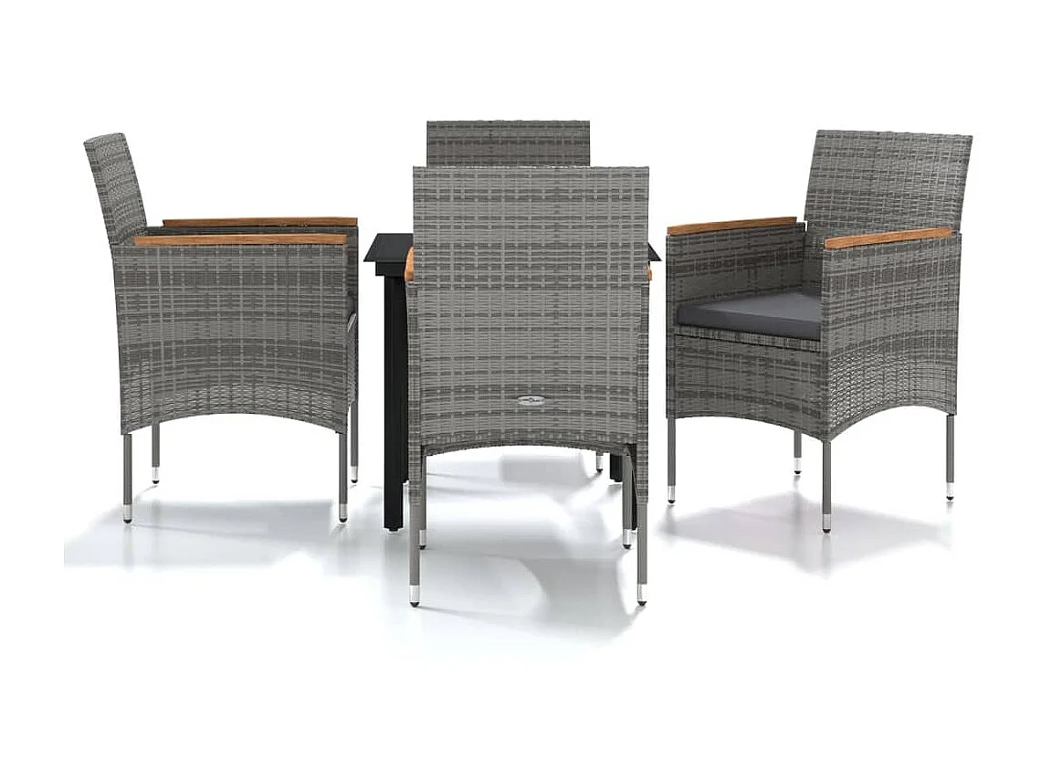 Ensemble à manger de jardin et coussins 5pcs Gris/noir BE62797