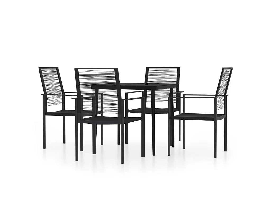 5 pcs Conjunto de jantar para jardim preto PT306472
