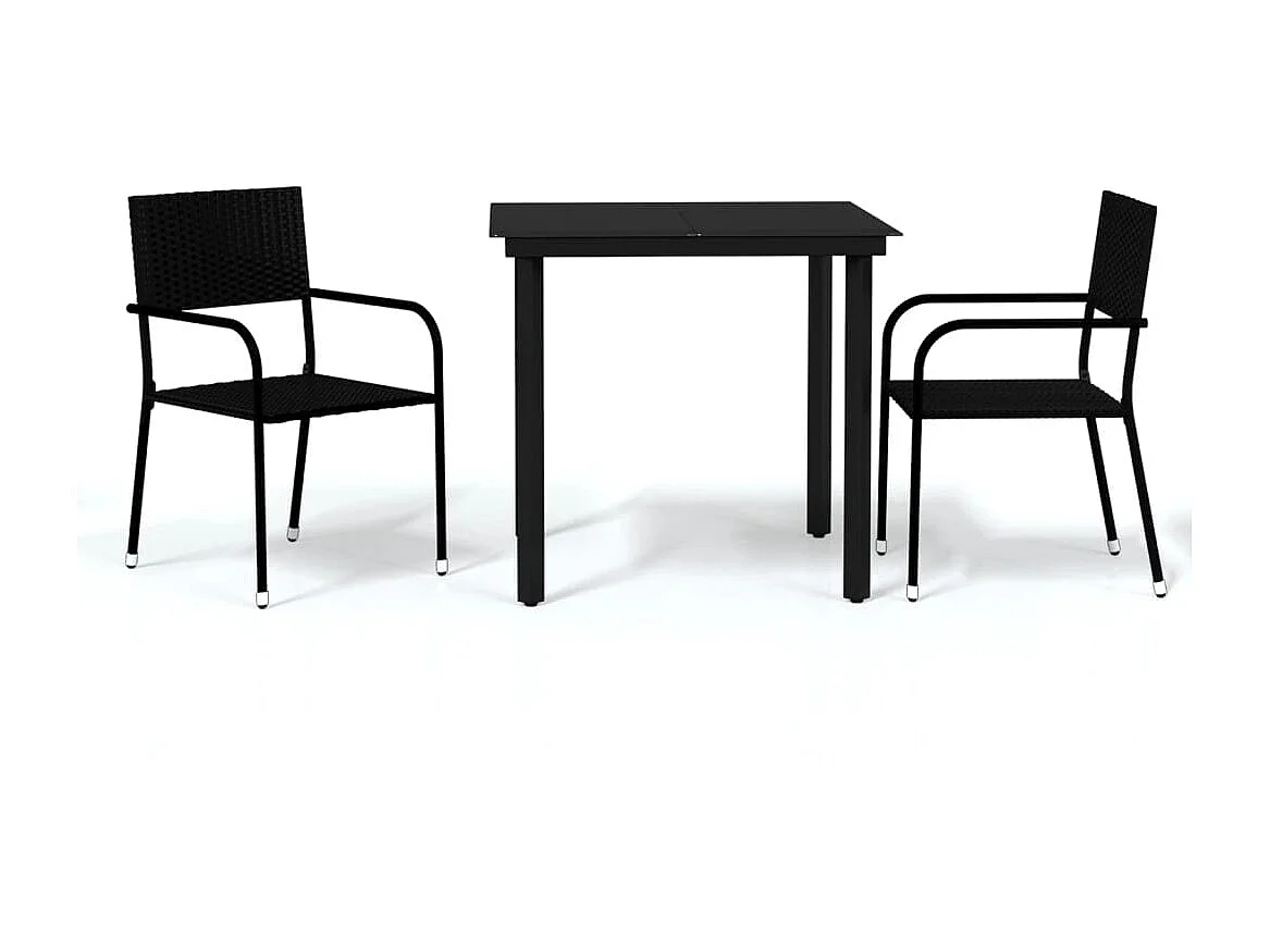 3-tlg. Garten-Essgruppe,Gartensitzgruppe Schwarz -gkd20605