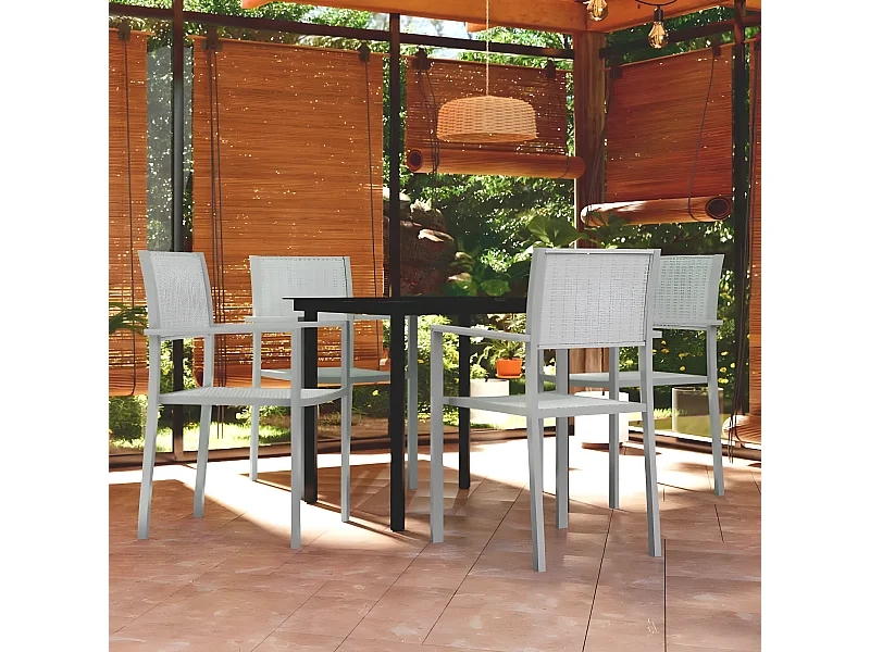 5 pcs conjunto de jantar para jardim branco PT785245