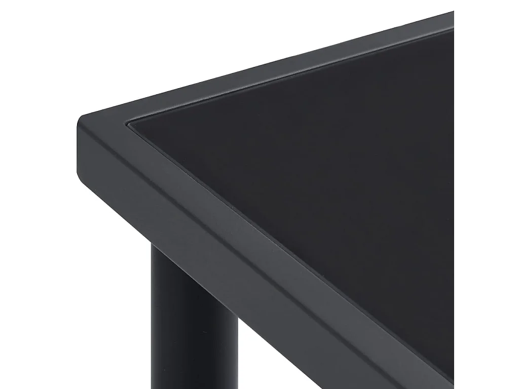 Set da Pranzo da Giardino 7 Pz Nero in Acciaio e Textilene CFW726326