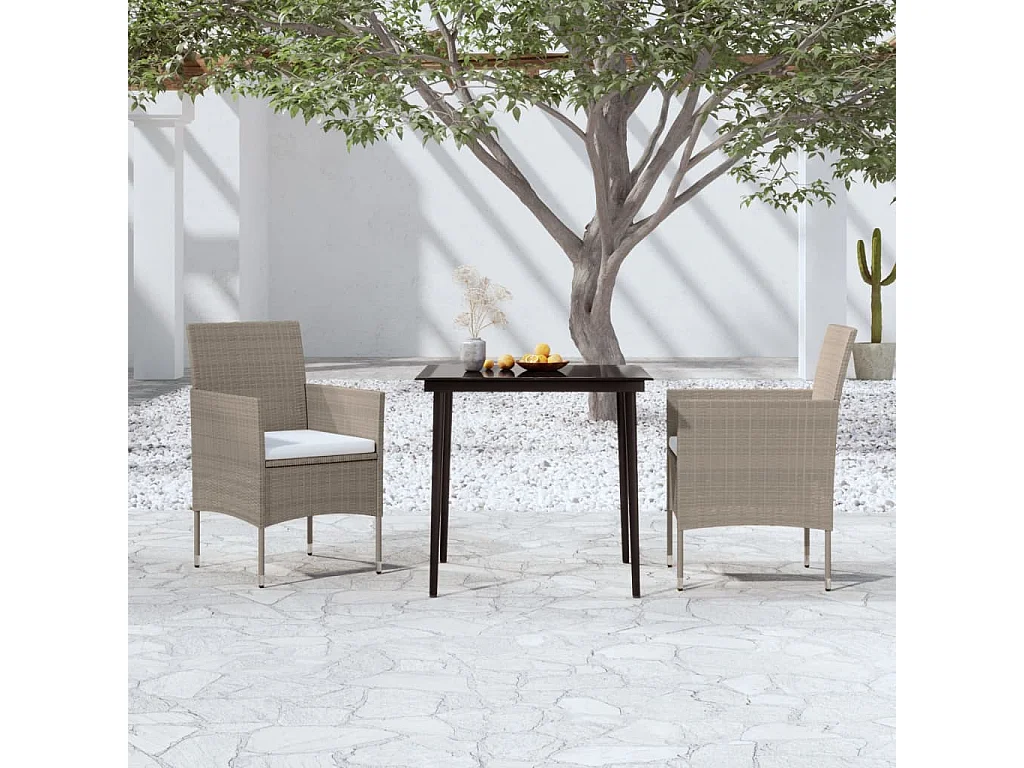 Salle à manger de jardin coussins 3 pcs Beige/noir BE51630