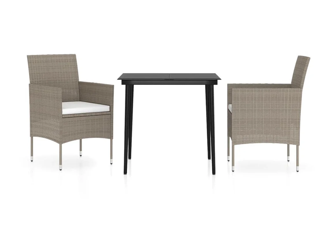 Salle à manger de jardin coussins 3 pcs Beige/noir BE51630