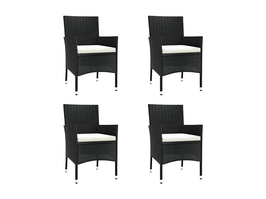5-tlg. Garten-Essgruppe,Gartensitzgruppe mit Kissen Schwarz Poly Rattan -gkd94434