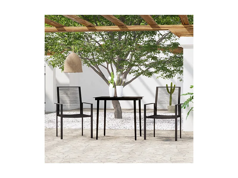 3-tlg. Garten-Essgruppe,Gartensitzgruppe Schwarz -gkd43757