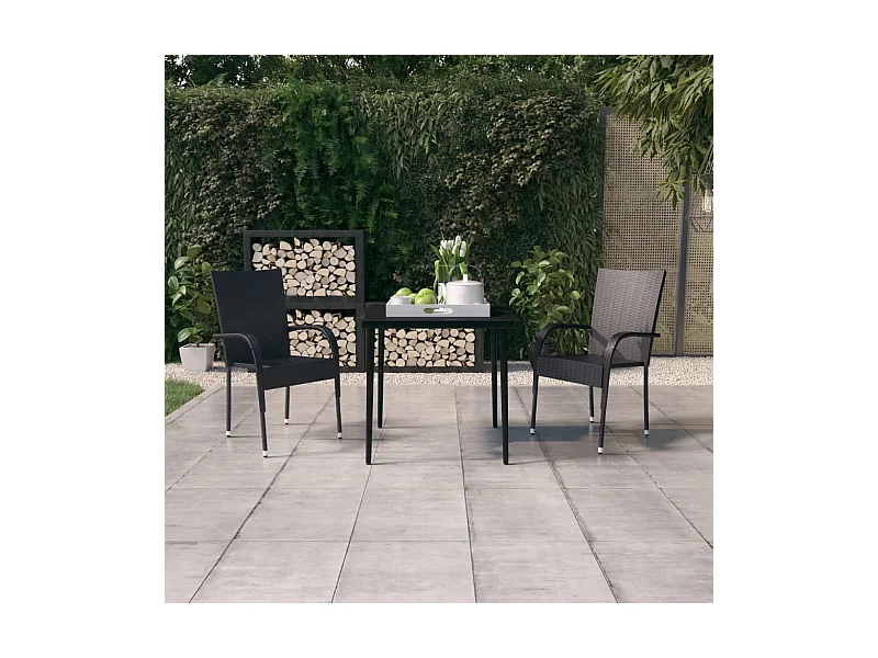 3-tlg. Garten-Essgruppe,Gartensitzgruppe Schwarz -gkd93743