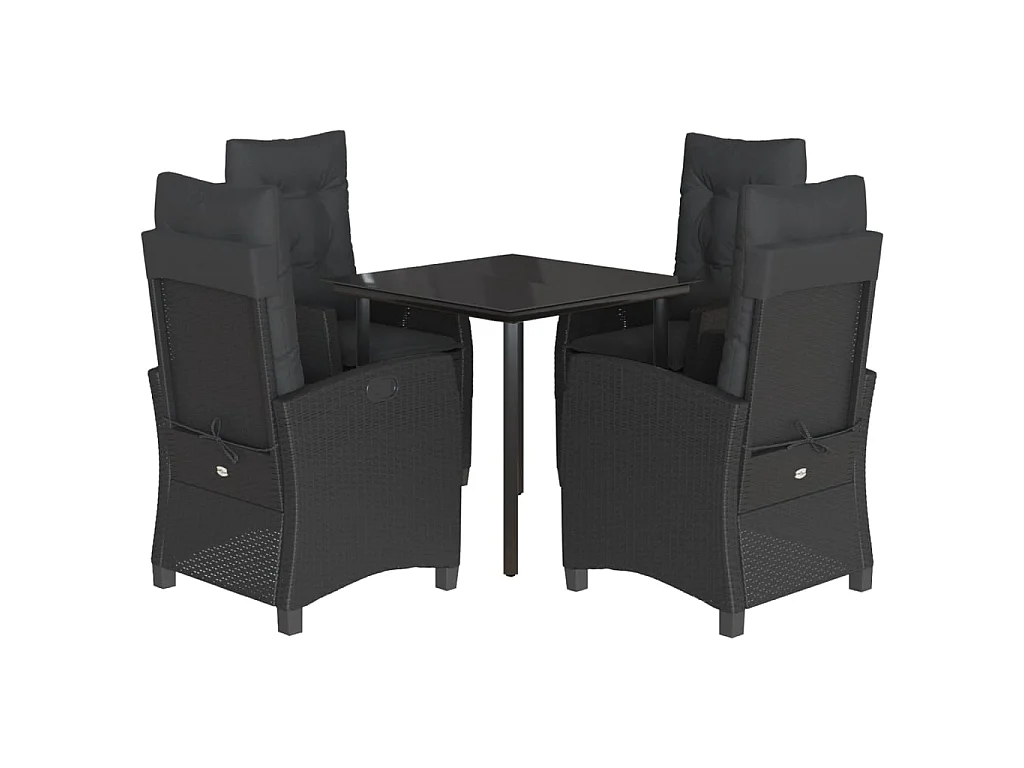 Ensemble à manger de jardin coussins 5pcs Noir Résine tressée BE78478