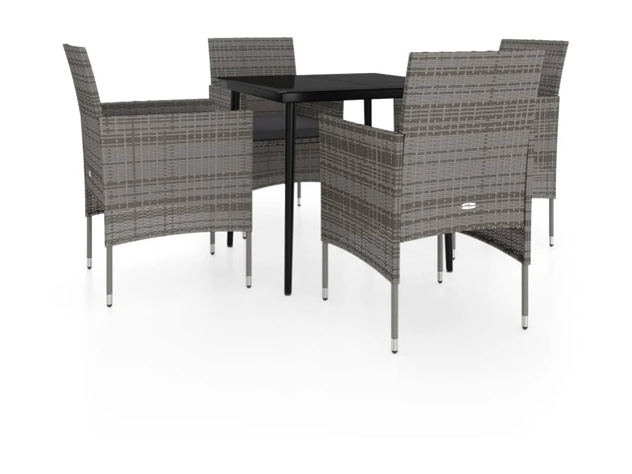Ensemble à manger de jardin et coussins 5pcs Gris/noir BE23633