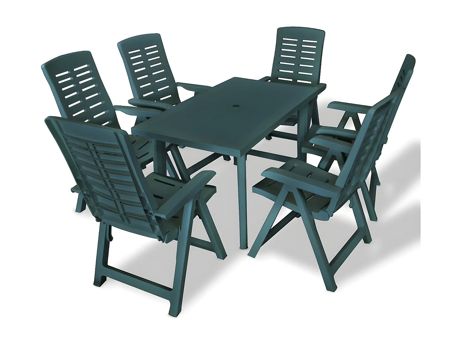 Salle à manger de jardin 7 pcs Plastique Vert BE38447