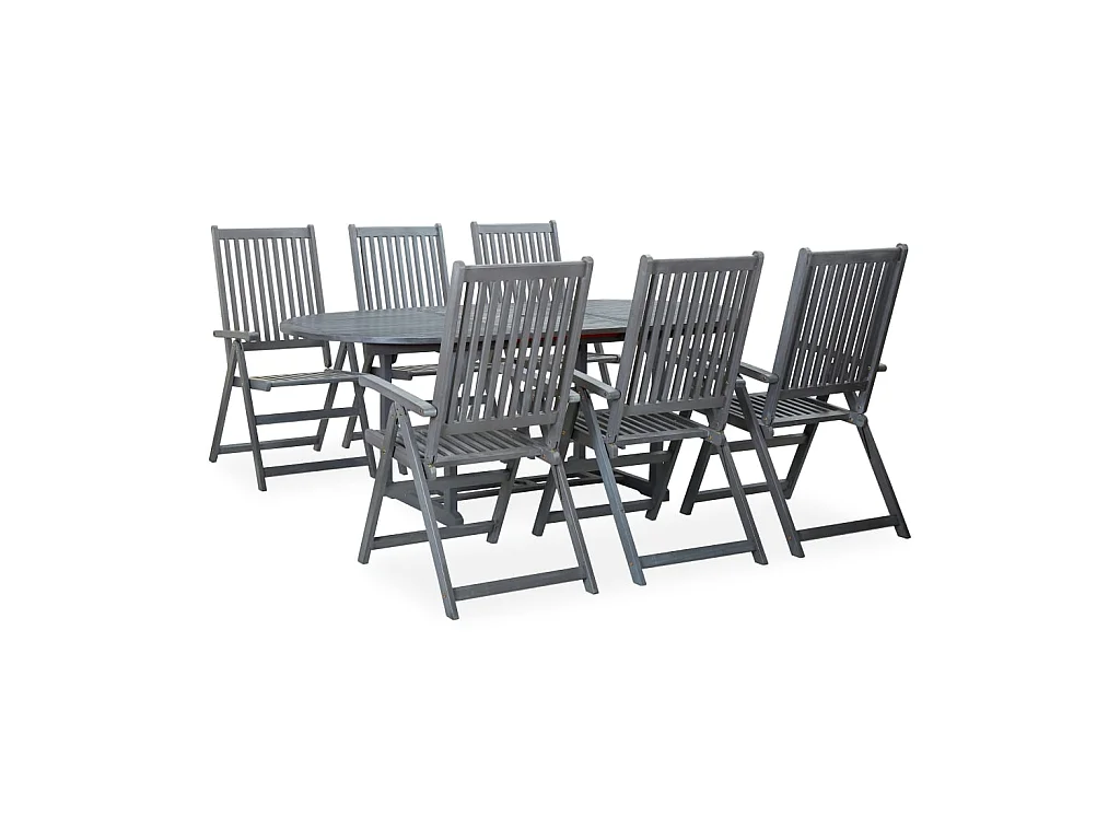 Salle à manger de jardin 7 pcs en Bois d'acacia solide Gris GFDF44744