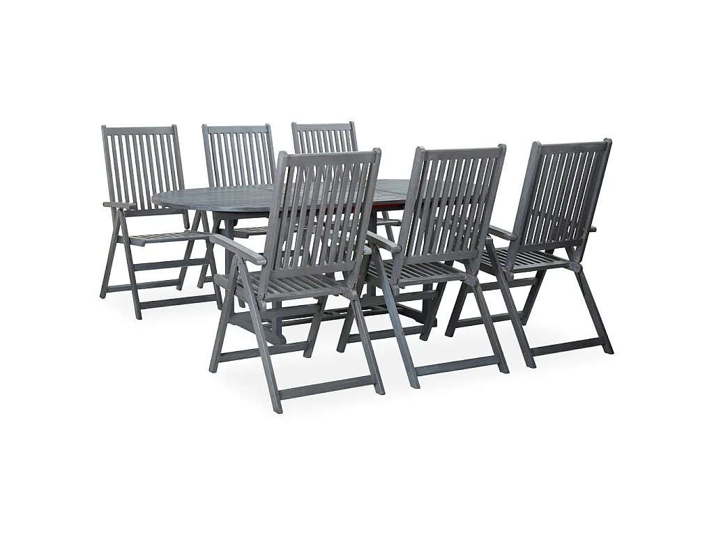 Salle à manger de jardin 7 pcs en Bois d'acacia solide Gris GFDF44744