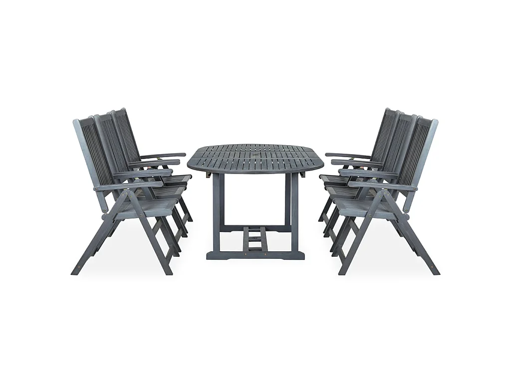 Salle à manger de jardin 7 pcs en Bois d'acacia solide Gris GFDF44744