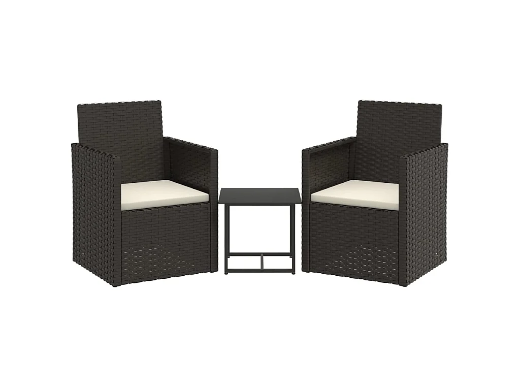 3-tlg. Garten-Sofagarnitur,Gartenmöbel-Set mit Kissen Schwarz Poly Rattan -gkd202614