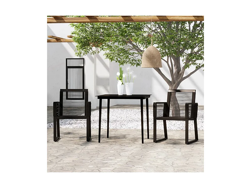3-tlg. Garten-Essgruppe,Gartensitzgruppe Schwarz -gkd33284