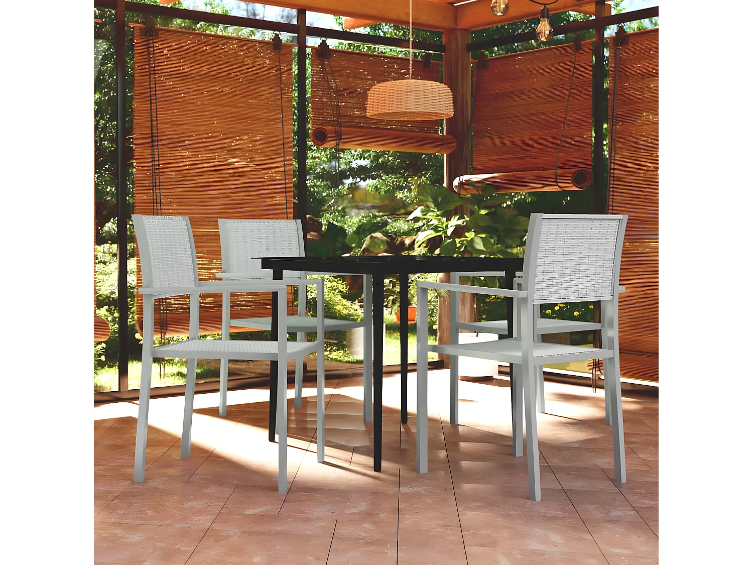 5-tlg. Garten-Essgruppe,Gartensitzgruppe Weiß -gkd87889