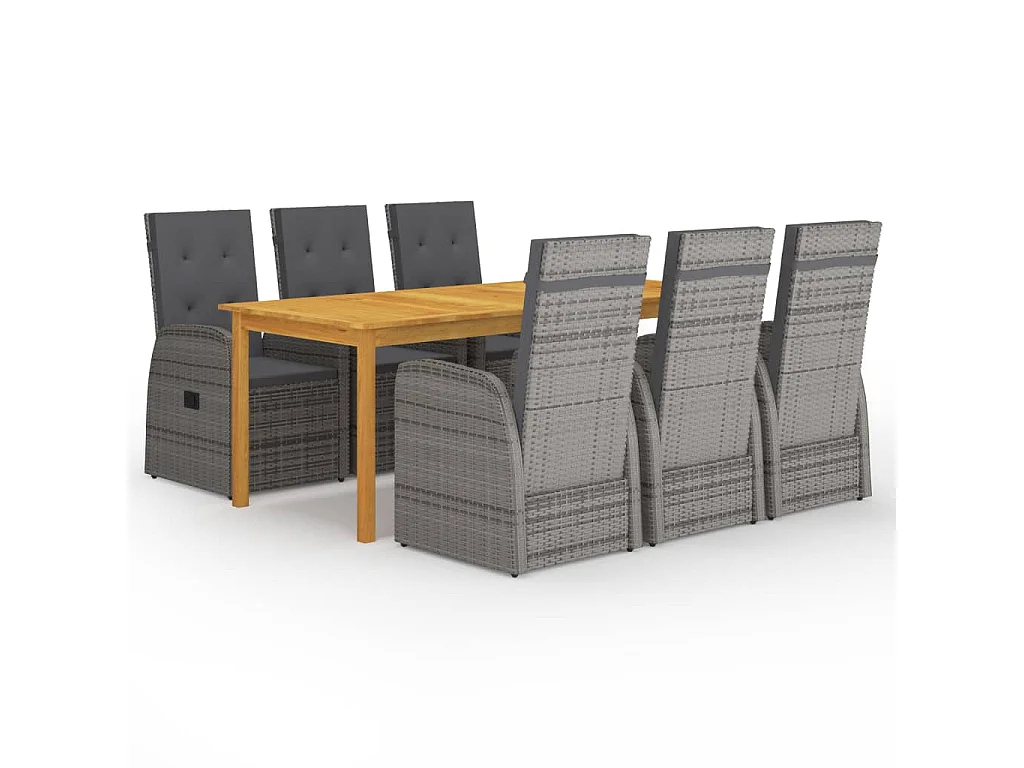 Ensemble de salle à manger de jardin 7 pcs Gris GFDF88508