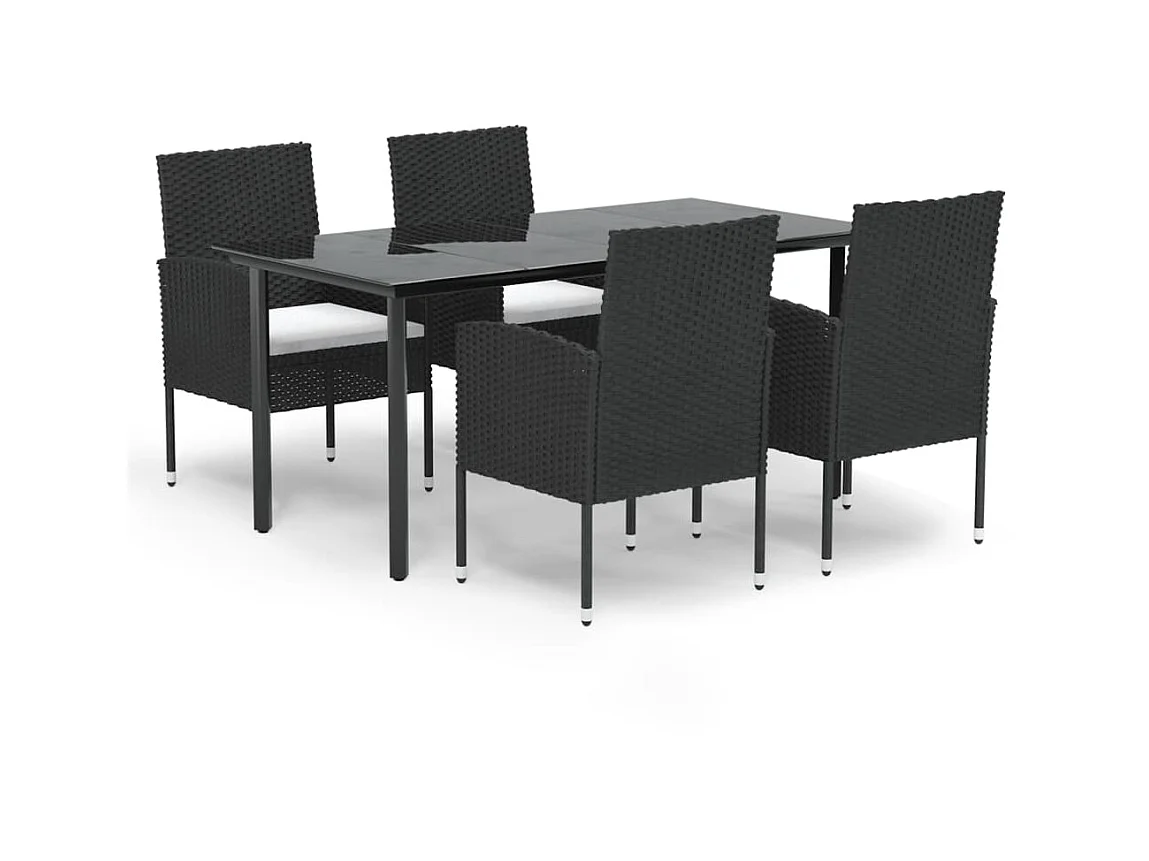 Ensemble à manger de jardin coussins 5pcs Noir Résine tressée BE84226