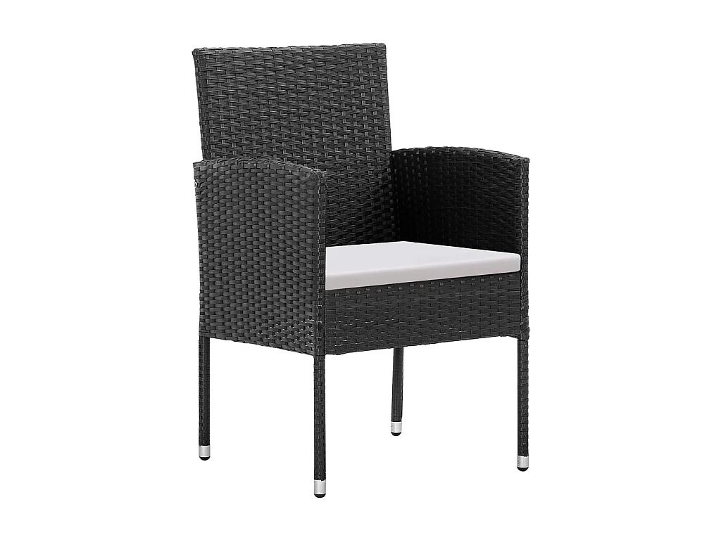 Ensemble à manger de jardin coussins 5pcs Noir Résine tressée BE84226