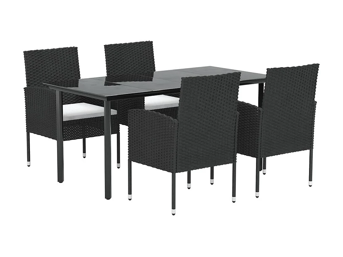 Ensemble à manger de jardin coussins 5pcs Noir Résine tressée BE84226