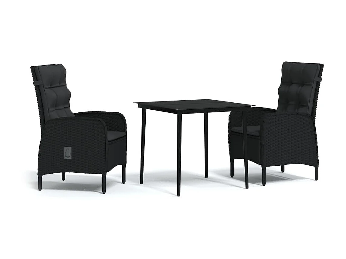 Salle à manger de jardin avec coussins 3 pcs Noir BE43005
