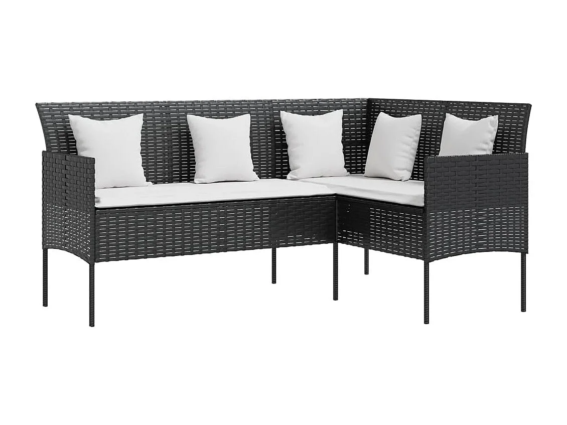 5-tlg. Sofagarnitur,Couchgarnitur in L-Form mit Kissen Poly Rattan Schwarz -gkd773346