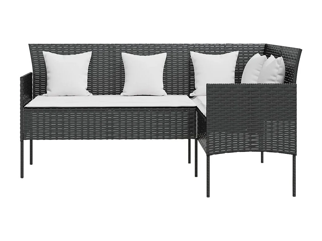 5-delige Loungeset met kussens L-vormig poly rattan zwart NL561874