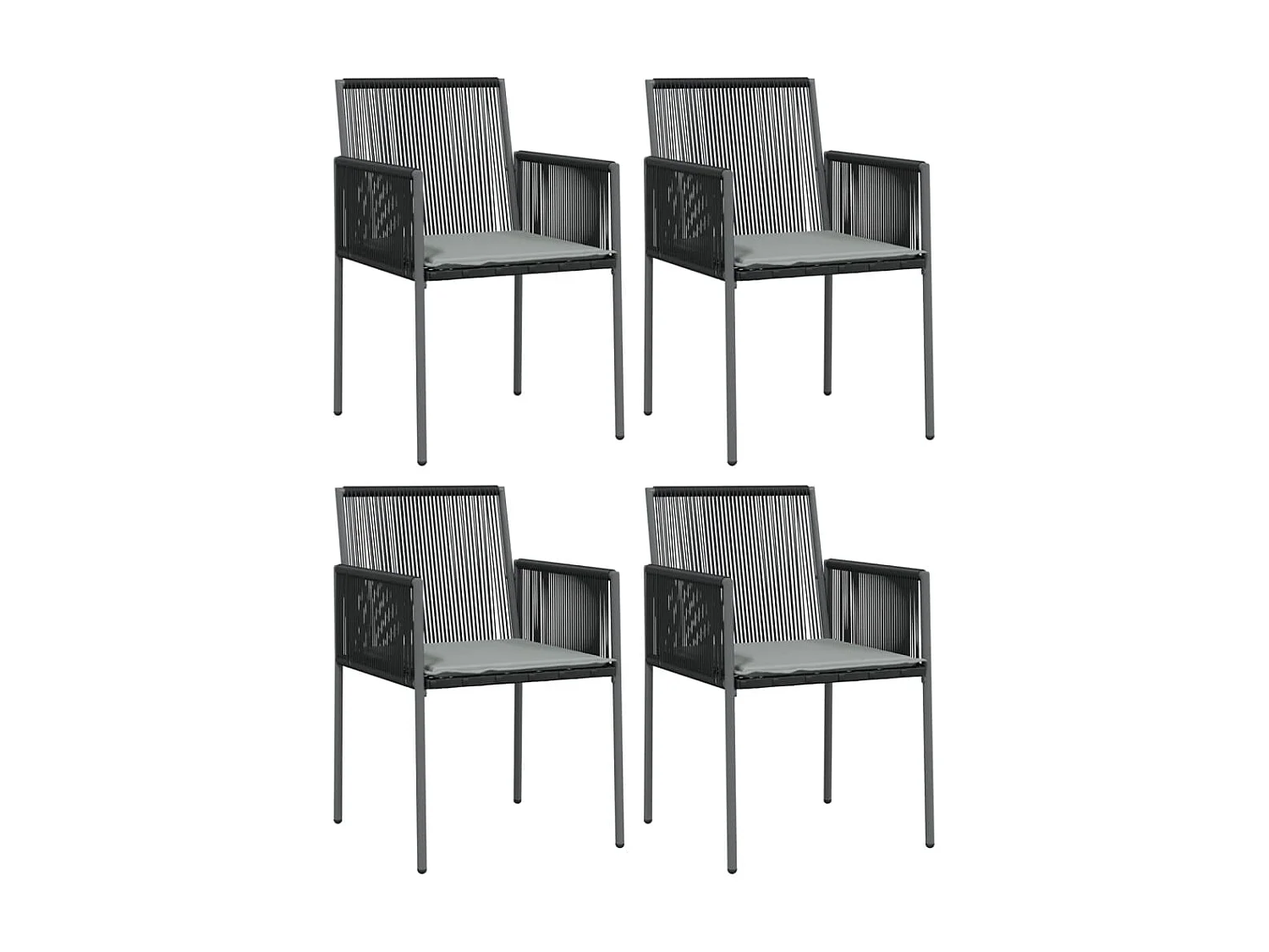 Comedor de jardín 5 pzas y cojines acero ratán sintético negro YOE77237