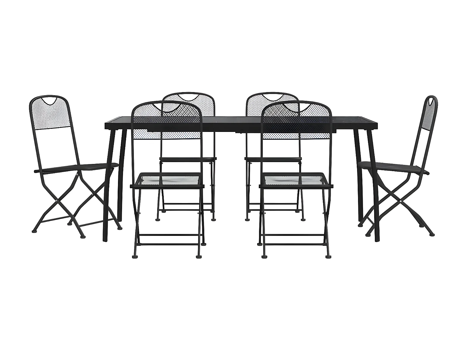 7-tlg. Garten-Essgruppe,Gartensitzgruppe Anthrazit Streckgitter -gkd44940