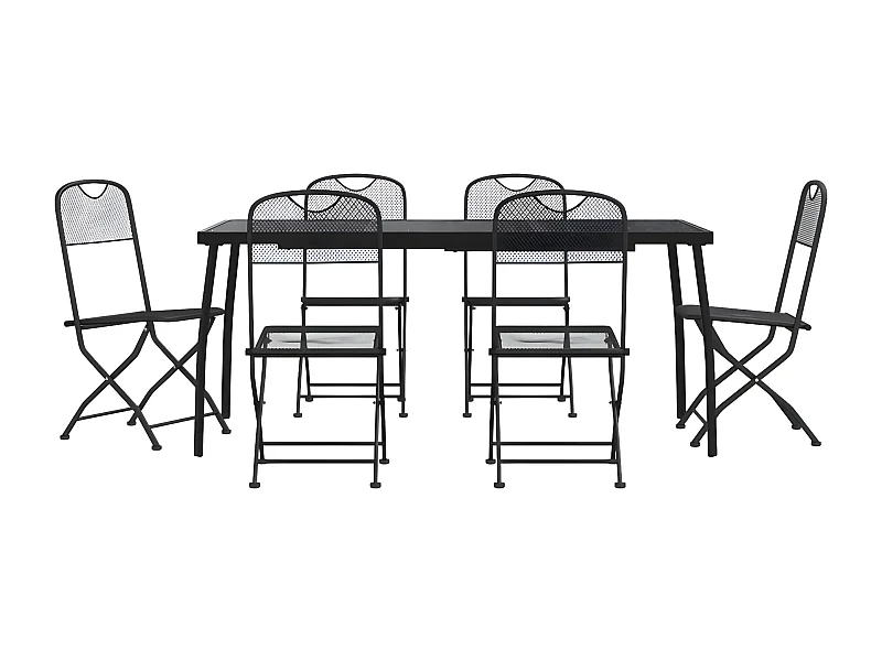 7-tlg. Garten-Essgruppe,Gartensitzgruppe Anthrazit Streckgitter -gkd44940
