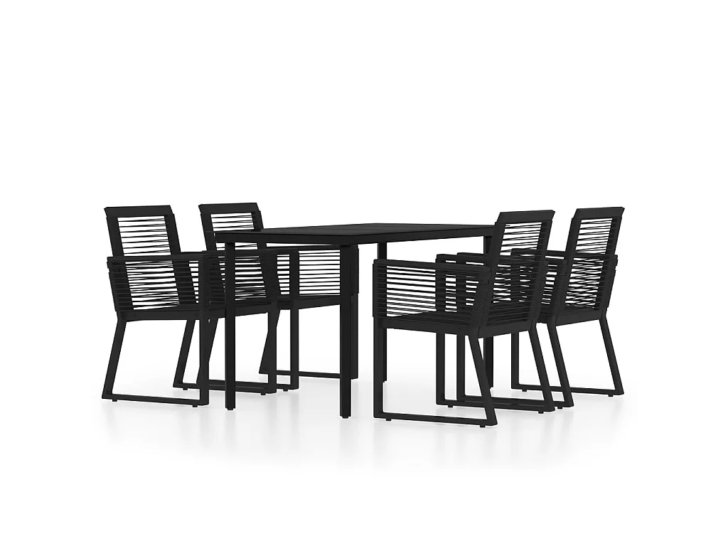 5-tlg. Garten-Essgruppe,Gartensitzgruppe Schwarz -gkd13418